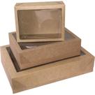 Caixa para Presente com Tampa KRAFT Grande 35X25,5X7,5 com Visor Pacote com 10 Unidades