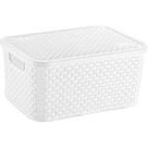 Caixa Plástica Multiuso Rattan com Tampa 8L Branca Caixa Plástica Multiuso Rattan com Tampa 8L Branca