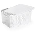 Caixa Plástica Multiuso Rattan com Tampa Branca 18 Litros