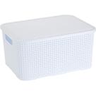 Caixa Plástica Multiuso Rattan com Tampa Branca 3,5 Litros