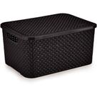 Caixa Plástica Multiuso Rattan com Tampa Preto GD 16L
