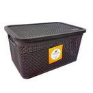 Caixa plástica organizadora naturalle decorada marrom 15 litros grande 19x39x26cm - rischioto -