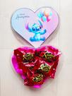 Caixa Presente Coração com Bombons Sonho de Valsa Tema Stitch Presente Criativo de Aniversário