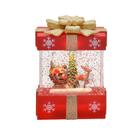 Caixa presente natal com luz e mov em agua noel com rena