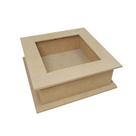 Caixa Quadrada Dobradiça e Vidro 20x20x7 Mdf Madeira