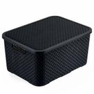 Caixa Rattan Preto Com Tampa e Alças Laterais 18L Para Organização De Brinquedos e Roupas Caixa Rattan Preto Com Tampa e Alças Laterais 18L Para Organização De Brinquedos e Roupas