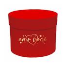 Caixa Rigida Redonda Eterno Amor 19,5cmx15cm Vermelho Ouro