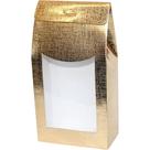 Caixa Sacolinha com Visor P (7,5cm x 19m x 6cm) Dourada 10 unidades Assk Rizzo Embalagens