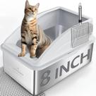 Caixa sanitária de aço inoxidável AIPERRO XXL Deep 20L para gatos grandes