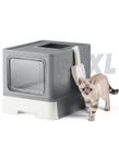 Caixa Sanitária Fechada Qualasision G-Large com Tampa para Gatos - Cinza