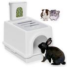 Caixa sanitária HOP Rabbit Less Mess com alimentador de feno e capa