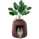 Caixa sanitária Lifewit com planta falsa e colher para gatos grandes