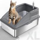 Caixa Sanitária para Gatos AIPERRO XL em Aço Inoxidável - com Tampa e Acessórios