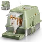 Caixa sanitária para gatos Eosarcu em aço inoxidável XL com tampa verde