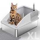 Caixa sanitária para gatos INVENHO em aço inoxidável XL com tampa e acessórios