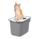 Caixa sanitária para gatos IRIS USA Caixa grande de entrada superior cinza/branca