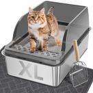 Caixa sanitária para gatos UPSKY em aço inoxidável XL com tampa para raças grandes Caixa sanitária para gatos UPSKY em aço inoxidável XL com tampa para raças grandes