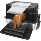 Caixa sanitária para gatos Vivifying em aço inoxidável XL com tampa preta