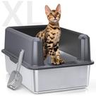 Caixa Sanitária para Gatos WooFigo XL - Fechada em Aço Inoxidável com Tampa