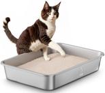 Caixa sanitária Qiuma em aço inoxidável com lados altos para gatos