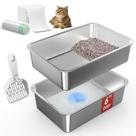 Caixa sanitária suzzipaws em aço inoxidável 50x35x15cm com acessórios