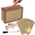 Caixa Savings Challenge de madeira DIY com 8 adesivos de gol 20x14,5 x 7,5 cm