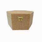 Caixa Sextavada Mdf Cru Com Fecho Dourado Presente Decoração