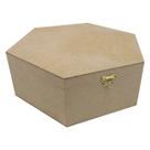Caixa Sextavada Tampa Dobradiça e Fecho 36x31x12 Mdf 6mm Madeira