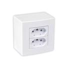 Caixa sistema x sobrepor 75x75 c/ 2 tomadas 10a sleek margirius Caixa sistema x sobrepor 75x75 c/ 2 tomadas 10a sleek margirius