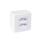 Caixa sistema x sobrepor 75x75 c/ 2 tomadas 10a sleek margirius Caixa sistema x sobrepor 75x75 c/ 2 tomadas 10a sleek margirius
