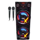 Caixa Som Amplificada Bluetooth 2900W Rms Woofer 15 Usb Led Bivolt + 2 Microfones Amvox Aca 2900