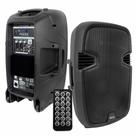 Caixa Som Ativa com rodinhas 15 Polegadas 350W RMS Mixer 4 canais MXT Radio FM