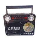 Caixa som radio retro portatil am-fm lanterna le-665 preto