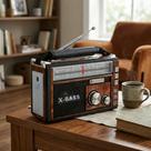 Caixa Som Vintage Heyli RX-381BT Bluetooth Rádio FM AM SW Lanterna LED Portátil