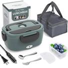 Caixa Térmica Elétrica Herrfilk, 3 em 1, Aquecedor Ultra Rápido para Almoço, 12V/24V/110V Portátil para Carro/Caminhão/Escritório com Garfo, Colher e Bolsa Térmica