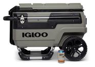Caixa térmica Igloo Trailmate Journey 70 qt com rodas grandes - Verde oliva