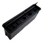 Caixa Tomada Embutir Em Mesa C/ Tomada 10/20a Usb Hdmi Rj45 Cabo de Rede Carregamento Preto