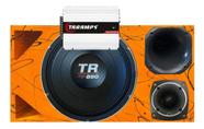 CAIXA TRIO DUTO TRIANGULO FRENTE COLORIDA TR 850 4 OHMS COMPET + MÓDULO DS800x 4 COR:LARANJA