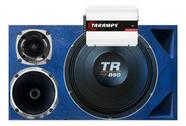 Caixa trio duto triangulo frente colorida tr 850 4 ohms unlike 500 + módulo taramps cor:azul