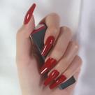Caixão longo vermelho brilhante Press on Nails Elevenail para mulheres