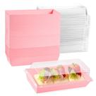 Caixas de alimentos Leafiew, pacote com 50 unidades, Clear Treat, 7,5 x 8,4 x 6,4 cm (rosa)