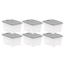 Caixas de armazenamento Amazon Basics, empilháveis de 32 litros, pacote com 6 Caixas de armazenamento Amazon Basics, empilháveis de 32 litros, pacote com 6