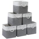 Caixas de armazenamento Cube MidmmVick 28x28x28cm, pacote com 6, branco e cinza Caixas de armazenamento Cube MidmmVick 28x28x28cm, pacote com 6, branco e cinza