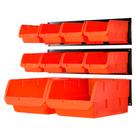 Caixas de armazenamento de parede, rack de peças, Wallmaster, 10 caixas e 3 trilhos