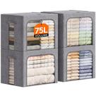 Caixas de armazenamento de roupas Lifewit 75L com estrutura de metal, pacote com 4