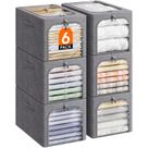 Caixas de armazenamento de roupas Lifewit, pacote com 6 litros, 40 litros com estrutura de metal, cinza