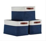 Caixas de armazenamento em tecido DECOMOMO azul marinho e branco XL - pacote com 3