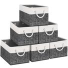 Caixas de armazenamento Fab Totes dobráveis, pacote com 6, brancas e pretas