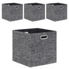 Caixas de armazenamento Fboxac Cube 33x33cm, caixa dobrável de linho, conjunto de 4
