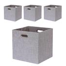 Caixas de armazenamento Fboxac Cube 33x33x33cm, linho, dobrável, conjunto de 4